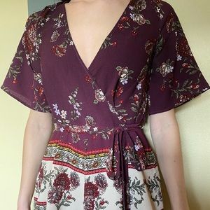 Small Deep Purple floral romper